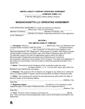 Free Download PDF Books, Massachusetts Multi Member LLC Operating Agreement Form Template