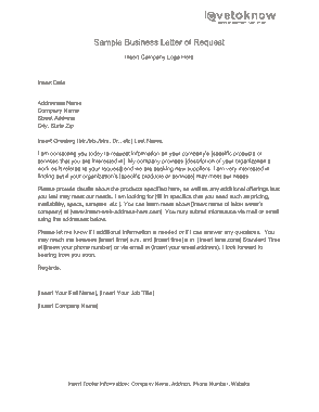 Business Letter Of Request Template