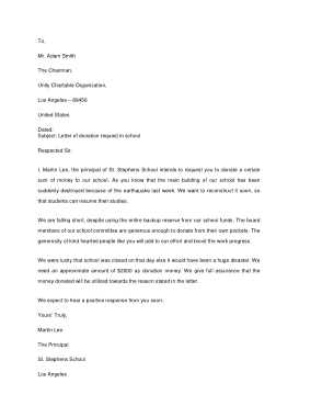 Donation Request Letter For School Template