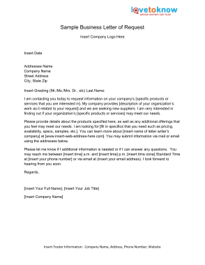 Business Formal Request Letters Template