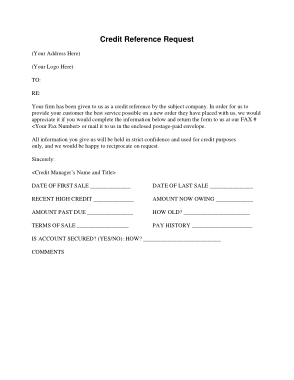 Credit Reference Request Letter Template