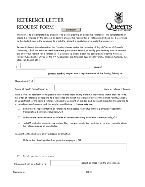 Employment Reference Letter Request Form Template