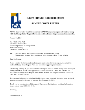 Change Order Request Cover Letter Template