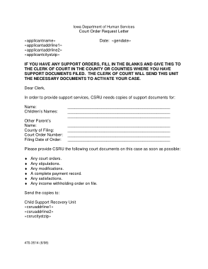 Court Order Request Letter Template