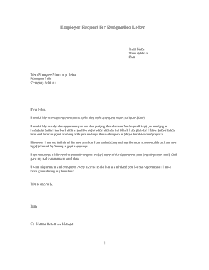 Employer Request Leave For Resignation Template