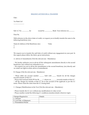 Bank Transfer Request Letter Template