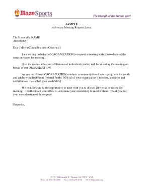 Sample Advocacy Meeting Request Letter Template