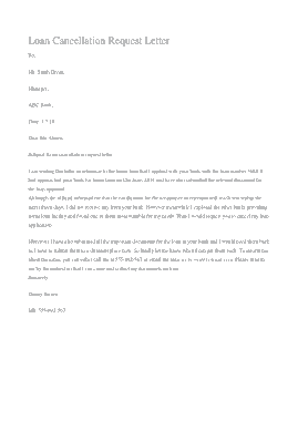 Loan Cancellation Request Letter Template