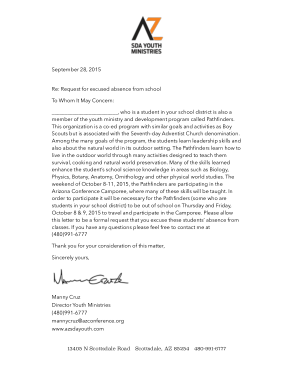 Request For Excused Absence Letter Template