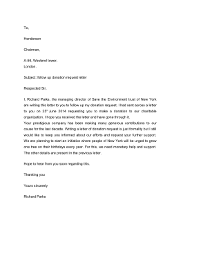 Follow Up Donation Request Letter Template