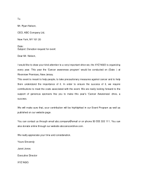 Sample Donation Request Letter For Event Template