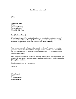 Sample Local Donation Request Letter Template