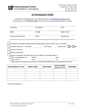 Formal Letter Request Form Template
