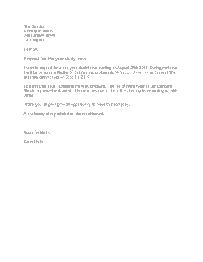 Study Leave Request Letter Template