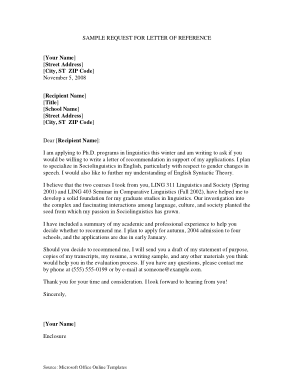Reference Request Letter Pdf Template