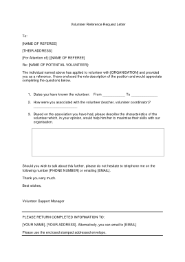 Volunteer Reference Request Letter Template