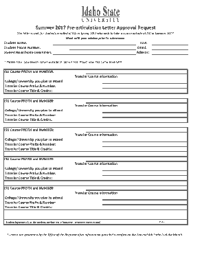 Pre Articulation Approval Request Letter Template