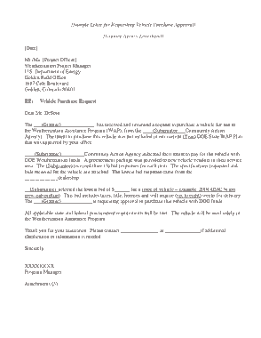 Sample Letter For Requesting Vehicle Purchase Approval Template