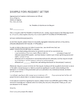 Sample Foia Request Letter Template