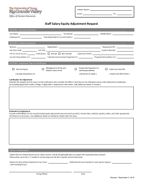 Staff Salary Equity Adjustment Increase Request Letter Template