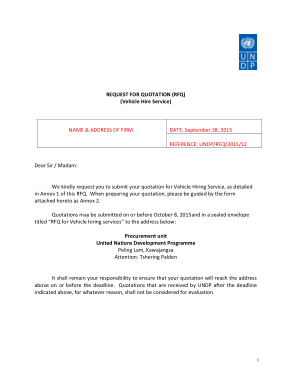 Vehicle Quotation Request Letter Template