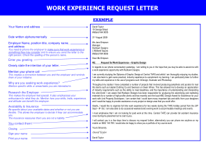 Work Experience Request Letter Template