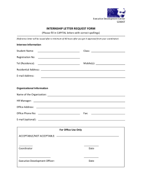 Internship Request Letter Form Template