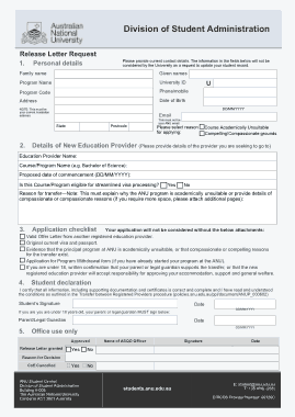 Release Letter Request Form Template
