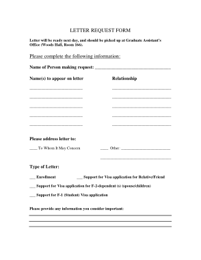 Simple Letter Request Form Template