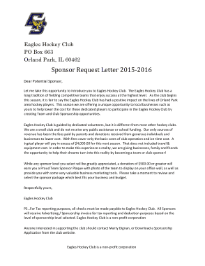 Personal Sponsorship Request Letter Template