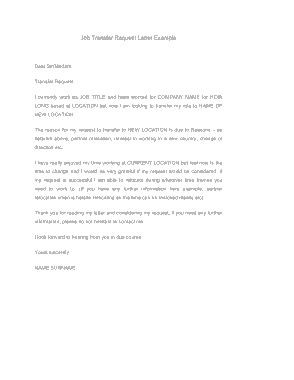Job Transfer Request Letter Example Template