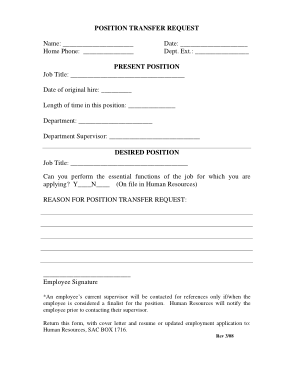 Position Transfer Request Letter Template