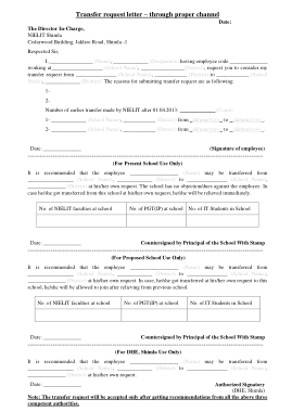 Transfer Request Letter Form Template
