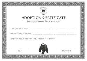 Bear Academy Adoption Certificate Template