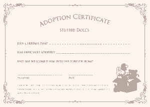Free Download PDF Books, Doll Adoption Certificate Template