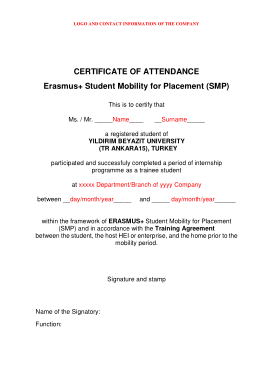 SMP Attendance Certificate Template