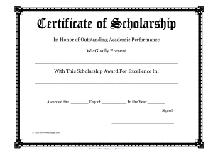 Academic Scholarship Award Certificate Template