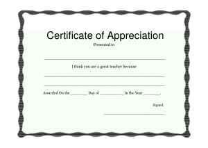 Appreciation Award Certificate Sample Sample Template