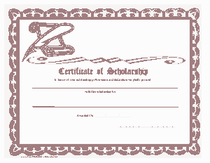 College Scholarship Award Certificate Free Template