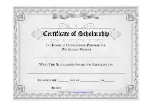 Excellent Scholarship Award Certificate Template