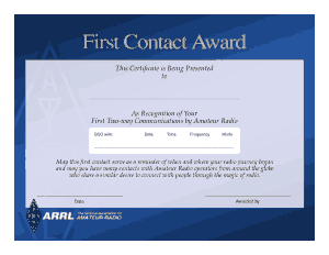 First Contact Award Certificate Template