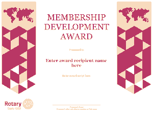 Membership Development Award Certificate Template