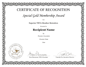 Membership Recognition Award Certificate Template