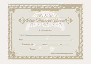 Most Improved Award Certificate Template