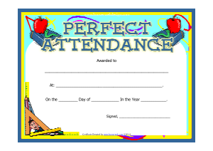 Perfect Attendance Award Certificates Template