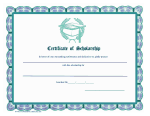 Printable Scholarship Award Certificate Template