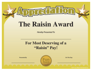 Raisin Appreciation Award Certificate Template