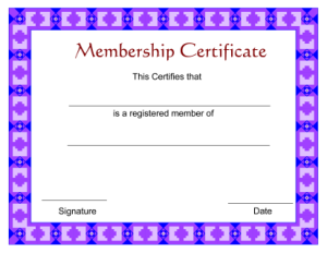 Sample Membership Award Certificate Free Template