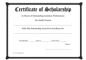 Scholarship Award Certificate Sample Template