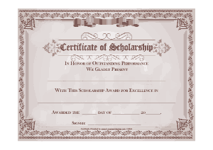 Scholarship Award Certificate Template